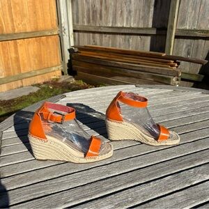 Vince Camuto Meddrina Orange Ankle Strap Wedge Heel Espadrilles‎ size 8.5